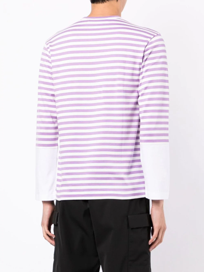 Comme Des Garçons Play Long-sleeved Stripe Print T-shirt In Purple