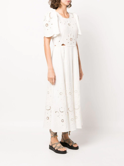 Shop Sea New York Kiara Embroidered Midi Dress In White