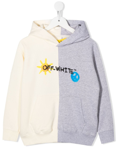 Shop Off-white Two-tone Logo Hoodie In Weiss