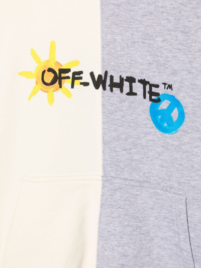 Shop Off-white Two-tone Logo Hoodie In Weiss