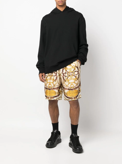 Moschino "teddy" Graphic Print Bermuda Shorts With Side Pockets In Nude
