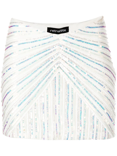 Shop Retroféte Matis Sequin Skirt In White