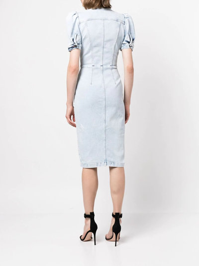 Shop Retroféte Annie Denim Midi Dress In Blue
