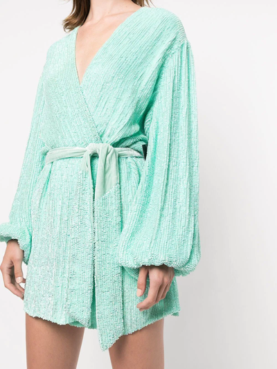 Shop Retroféte Gabrielle Mini Wrap Dress In Green
