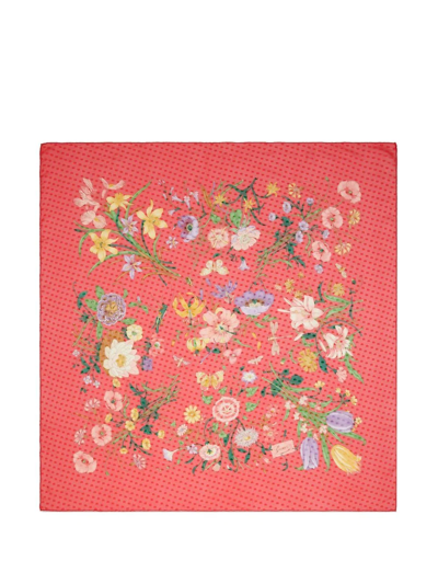 Shop Gucci Flora-print Silk Scarf In Rosa