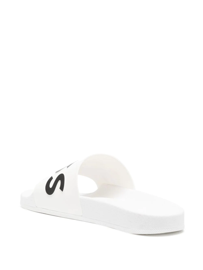 Shop Hugo Bay Logo-embossed Slides In Weiss