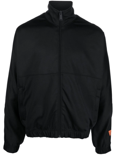 Heron Preston Boxy Black Jacket With High Collar And Zipper Closure In Schwarz