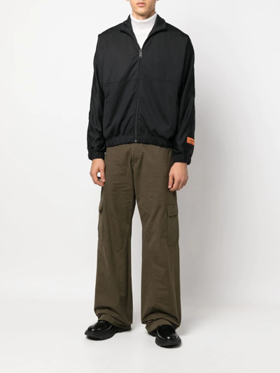 Heron Preston Boxy Black Jacket With High Collar And Zipper Closure In Schwarz