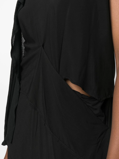 Shop Yohji Yamamoto Asymmetric Cotton-blend Dress In Black