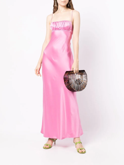 Shop Bec & Bridge Amber Ruched-panel Silk Dress In Pink