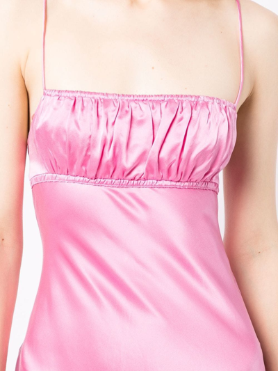 Shop Bec & Bridge Amber Ruched-panel Silk Dress In Pink