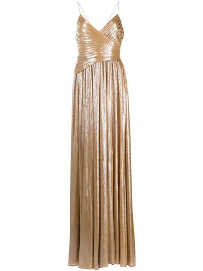 Shop Retroféte Doss Pleated Gown In Gold