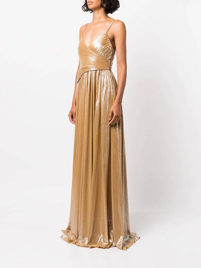 Retroféte Doss Pleated Gown In Gold