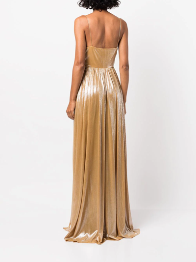 Retroféte Doss Pleated Gown In Gold