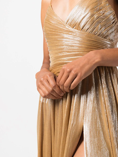 Retroféte Doss Pleated Gown In Gold