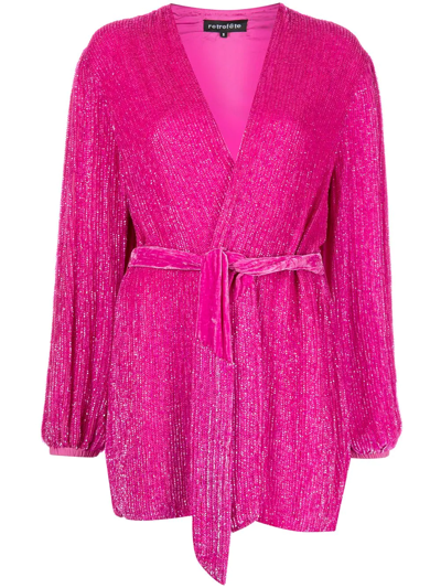 Shop Retroféte Gabrielle Sequin-embellished Wrap Dress In Pink