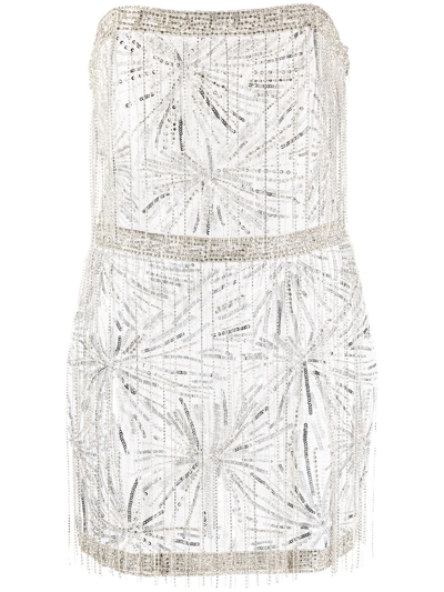 Shop Retroféte Dixie Sequin Fringe Embellished Minidress In White