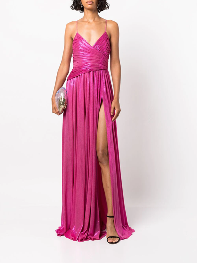 Shop Retroféte Doss Pleated Gown In Pink
