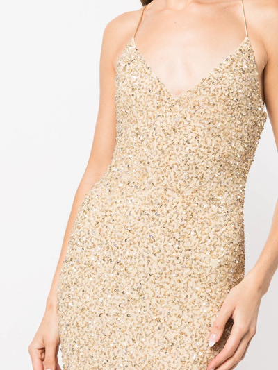 Shop Retroféte Billie Sequin-embellished Midi Dress In Gold