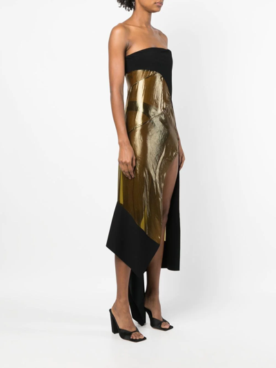 Mugler Sleeveless Asymmetric Silk-blend Midi Dress In Black