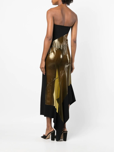 Shop Mugler Asymmetric Sheer-panel Dress In Black