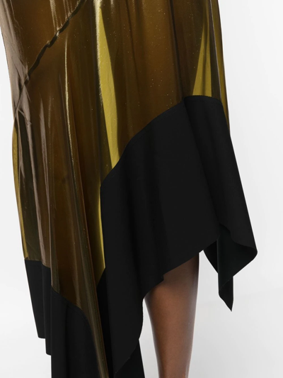 Mugler Sleeveless Asymmetric Silk-blend Midi Dress In Black