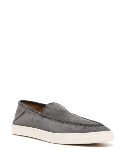 Giorgio Armani Whipstitch-trim Detail Sneakers In Grau