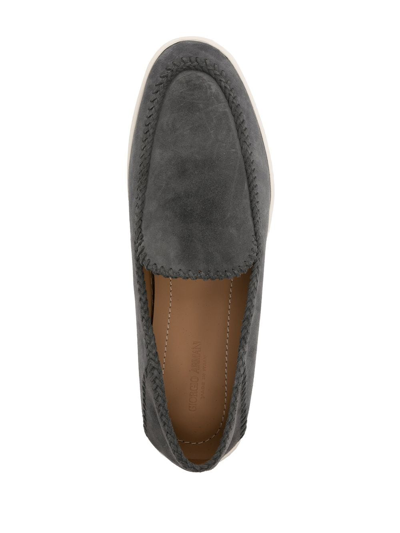 Giorgio Armani Whipstitch-trim Detail Sneakers In Grau