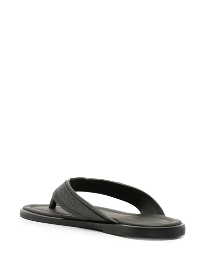 Shop Giorgio Armani Logo-plaque Detail Thong-strap Sandals In Green