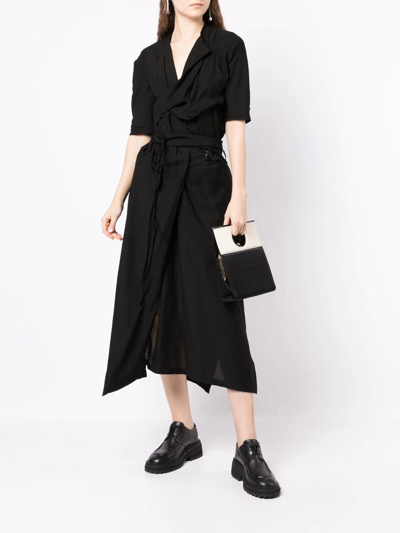 Yohji Yamamoto Belted Short-sleeve Coat In Schwarz