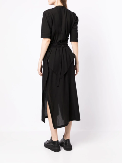 Shop Yohji Yamamoto Belted Short-sleeve Coat In Schwarz