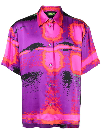 Shop Agr Kaleidoscopic-print Silk Shirt In Violett