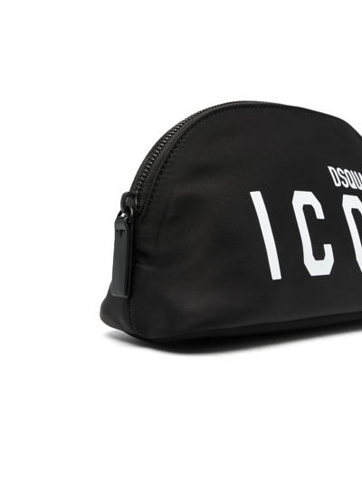 Dsquared2 Logo-print Leather-trimmed Make Up Bag In Black