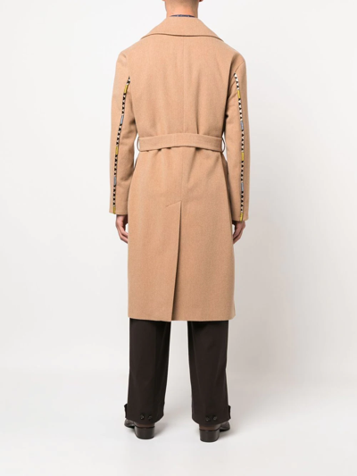 Shop Etro Double-breasted Belted Coat In Neutrals