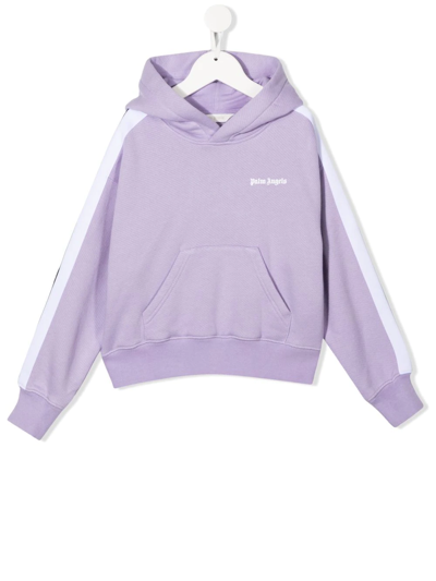 Shop Palm Angels Logo-print Cotton Hoodie In Violett