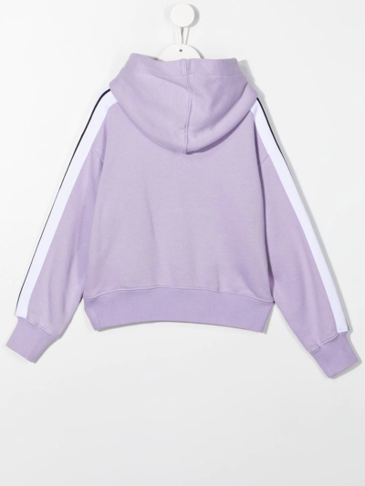 Shop Palm Angels Logo-print Cotton Hoodie In Violett