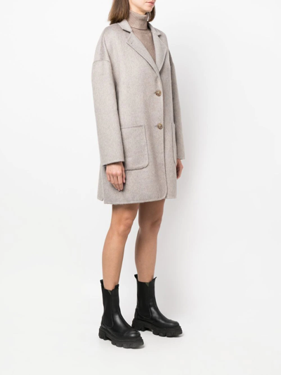 Shop Colombo Notched-collar Single-breasted Coat In Grau