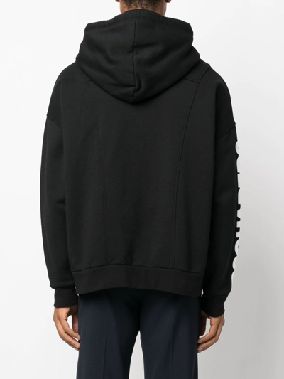Dsquared2 Logo-printed Half-zipped Drawstring Hoodie In Schwarz