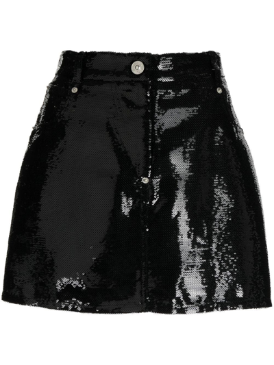 Shop Pushbutton Patent-finish Mini Skirt In Schwarz