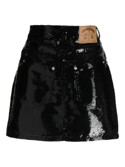 Shop Pushbutton Patent-finish Mini Skirt In Schwarz