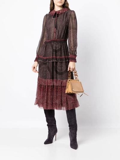 Shop Ulla Johnson Reina Tiered Silk Midi Dress In Mehrfarbig