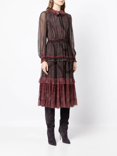 Shop Ulla Johnson Reina Tiered Silk Midi Dress In Mehrfarbig