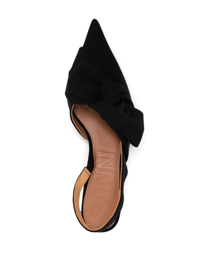 Shop Ganni Soft-bow Slingback Pumps In Schwarz