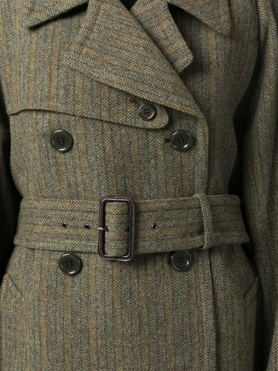 Shop Aspesi Shetland-wool Trench Coat In Grün