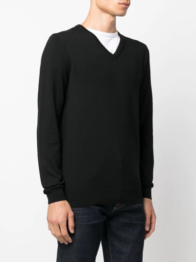 Hugo Boss V-neck-wool-jumper In Schwarz
