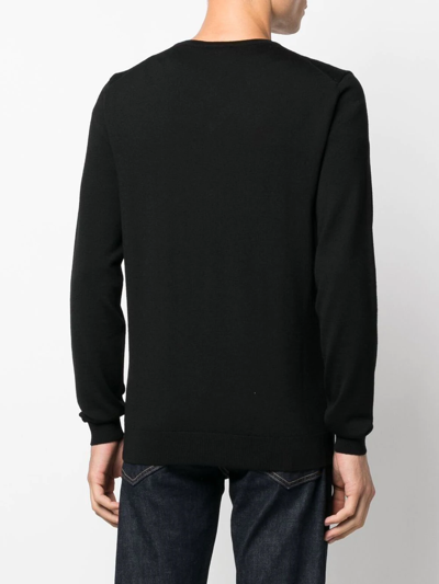 Hugo Boss V-neck-wool-jumper In Schwarz
