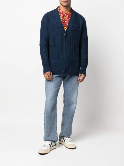 Shop Lanvin Concealed-button Knitted Cardigan In Blau