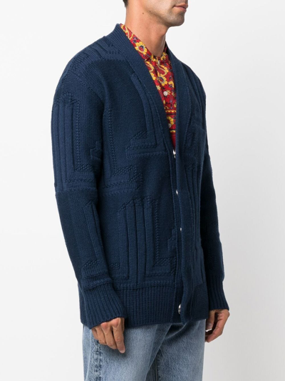 Shop Lanvin Concealed-button Knitted Cardigan In Blau