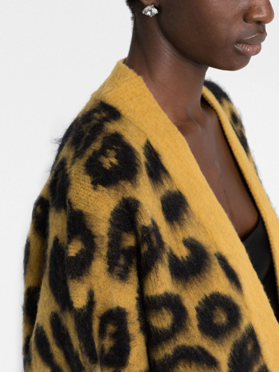 Attico Leopard-print Wool-blend Cardigan In Yellow | ModeSens