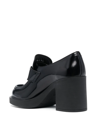 Shop Prada Patent-leather High-heeled Loafers In Schwarz